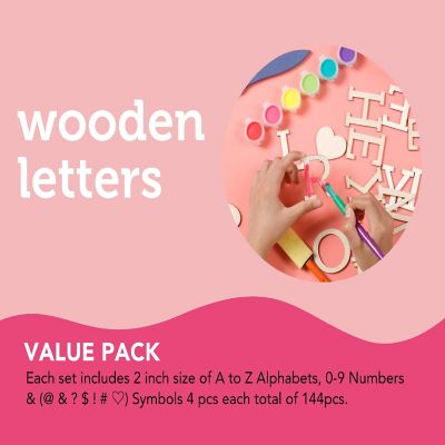 Incraftables Wooden Letters for Crafts (2 inch Big). A-Z Alphabet Unfinished Wood Letter with 0-9 Numbers & Symbols (172 pcs) Image 2
