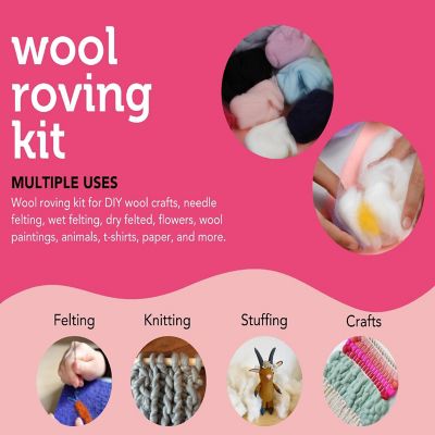 Incraftables Wool Needle Felting Kit 15 Colors for Beginners, Pros, Adults & Kids Wool Roving Felt Supplies Starter Set Image 2