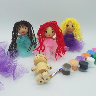 Ink and Trinket Kids DIY Princess Doll Craft Kit, Makes 3 Image 1