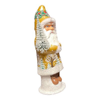 Ino Schaller Gold Coat Santa with Winter Tree Scene German Paper Mache 12 Inch Image 1