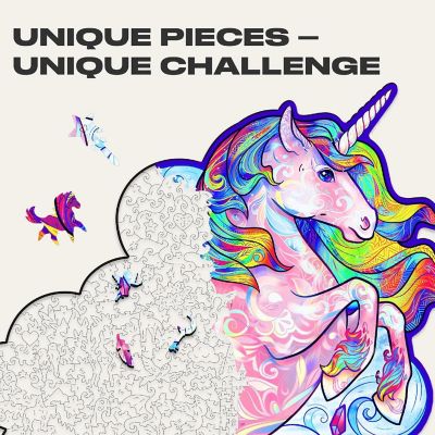 Inspiring Unicorn 195 Piece Shaped Wooden Jigsaw Puzzle Image 1