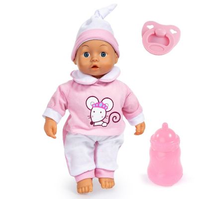 Interactive 14" Baby Doll In Pink Mouse Top Image 1