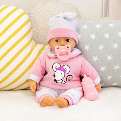 Interactive 14" Baby Doll In Pink Mouse Top Image 3