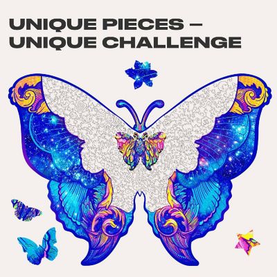 Intergalaxy Butterfly 306 Piece Shaped Wooden Jigsaw Puzzle Image 1