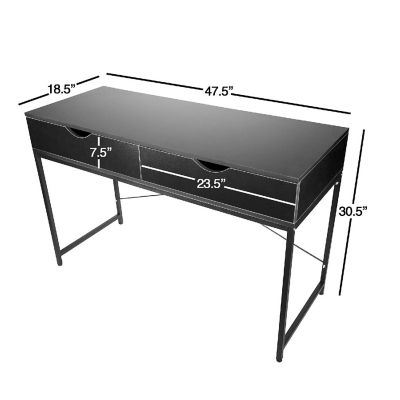 Interior Elements Home Office Modern Computer Desk with Drawers, Black, 47.5 Inches Image 3