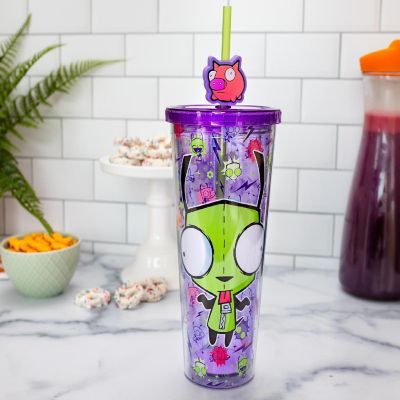 Invader Zim GIR Plastic Carnival Cup With Lid and Straw Topper  Holds 24 Ounces Image 3