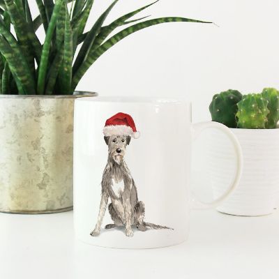 Irish Wolfhound Santa Hat Ceramic Mug Image 1