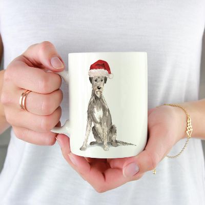 Irish Wolfhound Santa Hat Ceramic Mug Image 1