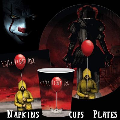 IT Pennywise 60 Piece Party Tableware Set  Cups  Plates  Napkins Image 2