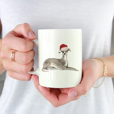 Italian Greyhound Santa Hat Ceramic Mug Image 1