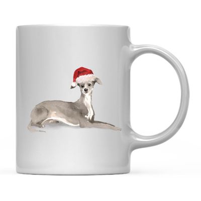 Italian Greyhound Santa Hat Ceramic Mug Image 2