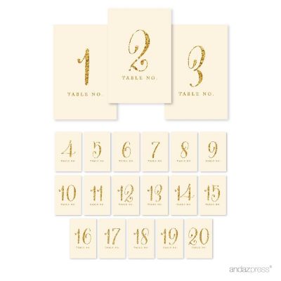 Ivory Gold Glitter Table Numbers 1-20 Image 1