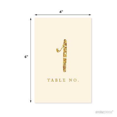 Ivory Gold Glitter Table Numbers 1-20 Image 1