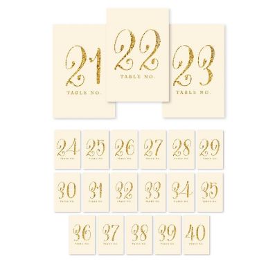 Ivory Gold Glitter Table Numbers 21-40 Image 1