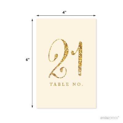 Ivory Gold Glitter Table Numbers 21-40 Image 1