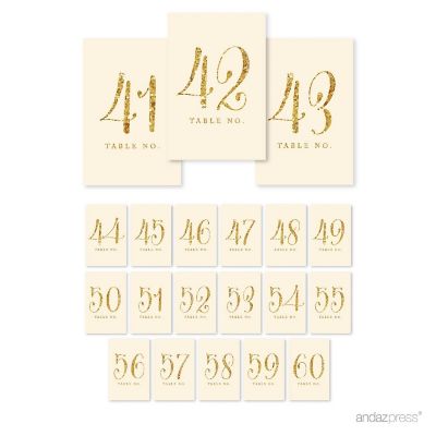 Ivory Gold Glitter Table Numbers 41-60 Image 1