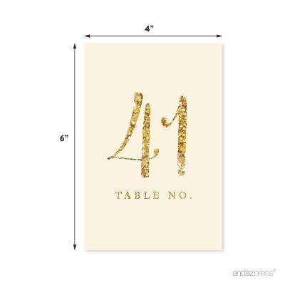 Ivory Gold Glitter Table Numbers 41-60 Image 1