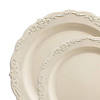Ivory Vintage Round Disposable Plastic Dinnerware Value Set (120 Dinner Plates + 120 Salad Plates) Image 1