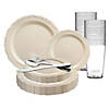 Ivory Vintage Round Disposable Plastic Dinnerware Value Set (20 Settings) Image 1