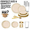 Ivory with Gold Edge Rim Plastic Dinnerware Value Set (20 Settings) Image 2