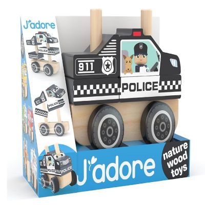 J&#8217;adore Police Car Wooden Stacking Toy Image 2