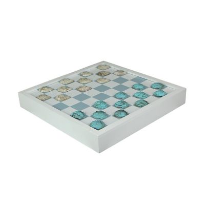 J.D. Yeatts Coastal Themed Seashell Checkers Set With Game Board 13 Inches Image 1
