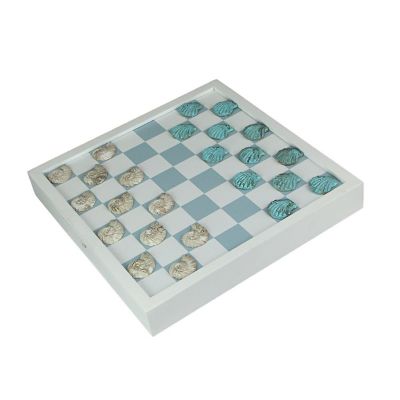 J.D. Yeatts Coastal Themed Seashell Checkers Set With Game Board 13 Inches Image 2