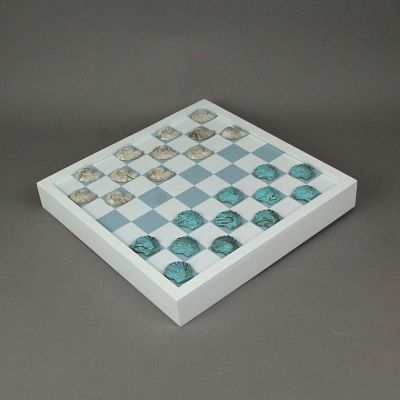 J.D. Yeatts Coastal Themed Seashell Checkers Set With Game Board 13 Inches Image 3