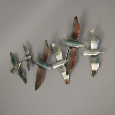 J.D. Yeatts Metal Flying Seagulls Coastal Bird Wall Art Sculpture Ocean Beach Home Decor Image 1