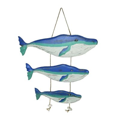 J.D. Yeatts Wood Blue Humpback Whale Family Wall Hanging Sculpture Nautical Home Decor Art Image 1