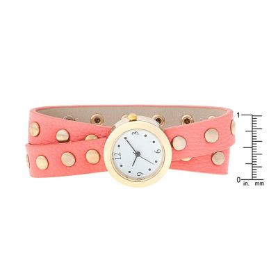 J Goodin Pink Round Studded Wrap Watch Image 2