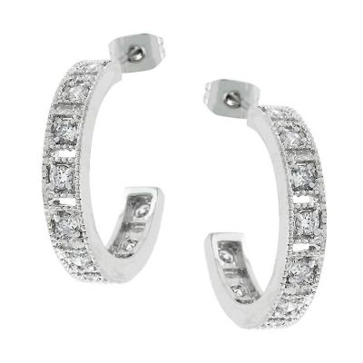 J Goodin Studded Cubic Zirconia Hooplet Earrings Image 2