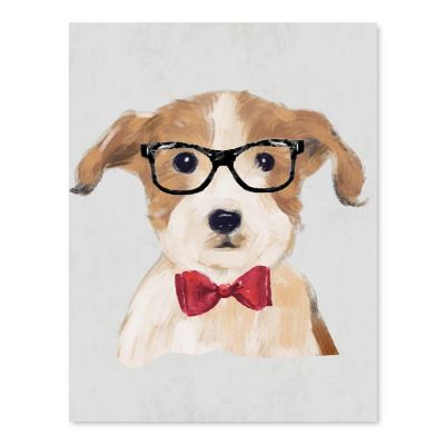 Jack Russell Glasses Red Bow 8.5x11in Image 1