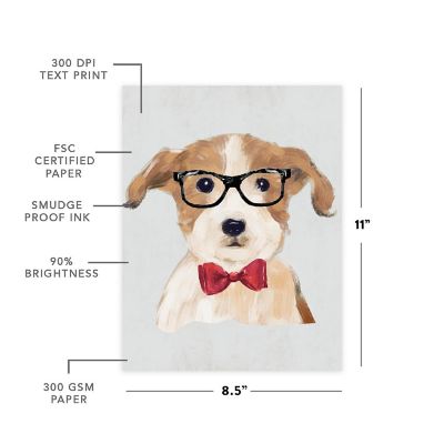Jack Russell Glasses Red Bow 8.5x11in Image 1