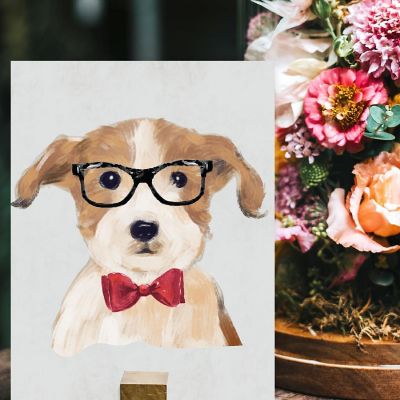 Jack Russell Glasses Red Bow 8.5x11in Image 2