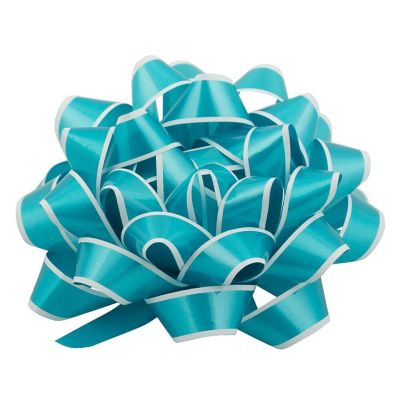 JAM PAPER Gift Bows, Medium, 5 1/2 Diameter, Blue with White Edge, Bulk 100/Pack Image 1