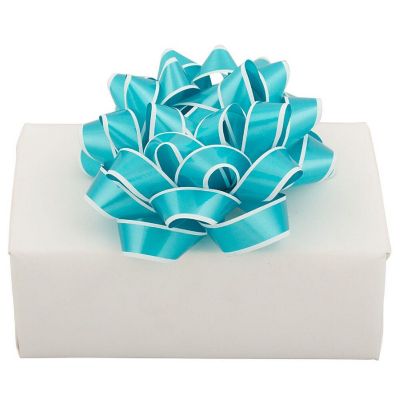 JAM PAPER Gift Bows, Medium, 5 1/2 Diameter, Blue with White Edge, Bulk 100/Pack Image 2