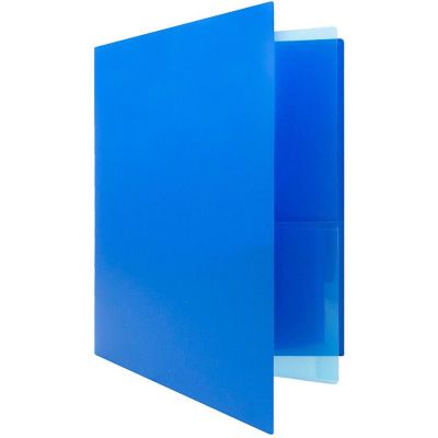 JAM PAPER Heavy Duty Plastic 2 Pocket Mini Folders - Blue - 6/Pack Image 1