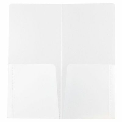 JAM PAPER Heavy Duty Plastic 2 Pocket Mini Folders - Clear - 12/Pack Image 1