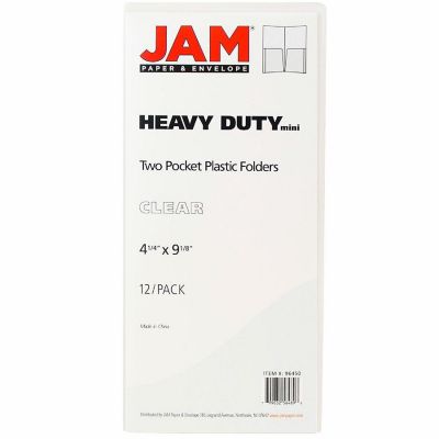 JAM PAPER Heavy Duty Plastic 2 Pocket Mini Folders - Clear - 12/Pack Image 2