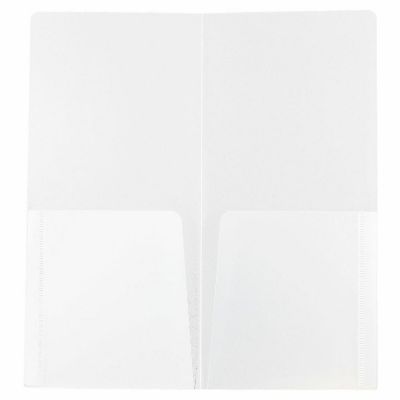 JAM PAPER Heavy Duty Plastic 2 Pocket Mini Folders - Clear - 6/Pack Image 1