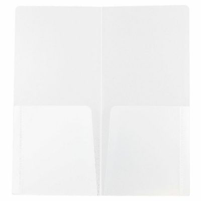 JAM PAPER Heavy Duty Plastic 2 Pocket Mini Folders - Clear - 6/Pack Image 1