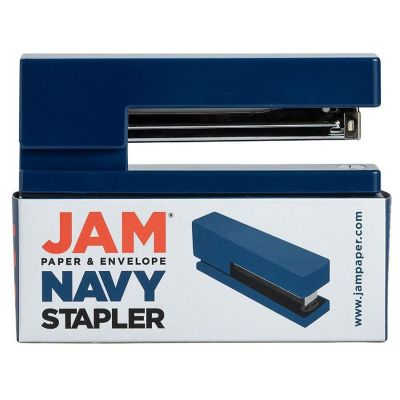 JAM PAPER Modern Desk Stapler, Navy Blue, Sold Individually Image 1
