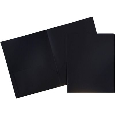 JAM PAPER Plastic 2 Pocket POP Folders - Durable School Folders - Black - 6/Pack Image 1