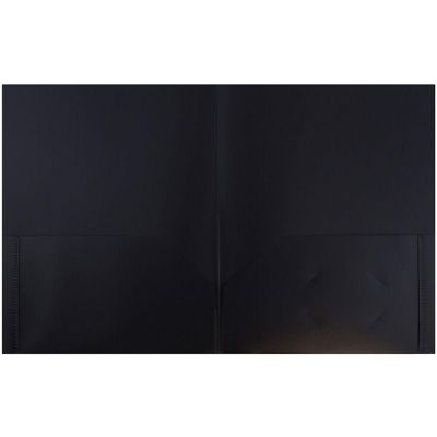 JAM PAPER Plastic 2 Pocket POP Folders - Durable School Folders - Black - 6/Pack Image 1