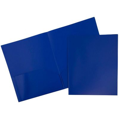 JAM PAPER Plastic 2 Pocket POP Folders - Durable School Folders - Blue - 6/Pack Image 1