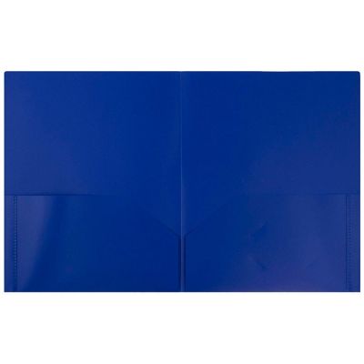 JAM PAPER Plastic 2 Pocket POP Folders - Durable School Folders - Blue - 6/Pack Image 1