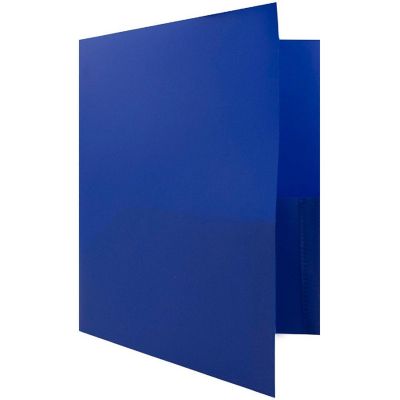 JAM PAPER Plastic 2 Pocket POP Folders - Durable School Folders - Blue - 6/Pack Image 3