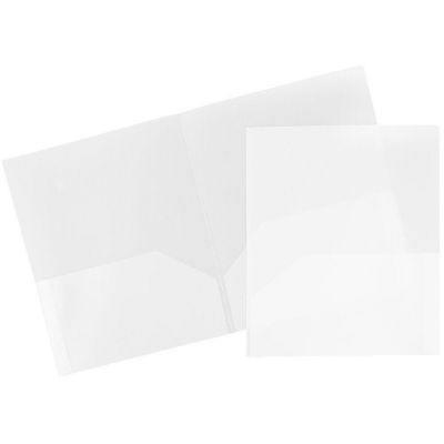 JAM PAPER Plastic 2 Pocket POP Folders - Durable School Folders - Clear - 6/Pack Image 1