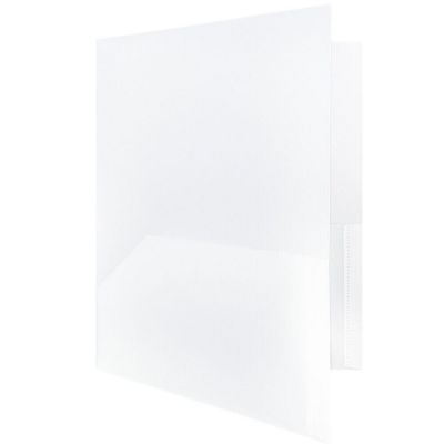 JAM PAPER Plastic 2 Pocket POP Folders - Durable School Folders - Clear - 6/Pack Image 3